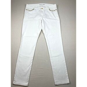 Michael Kors Skinny Jeans Size 10 Stretch White (measures 34x29.5) Gold Hardware